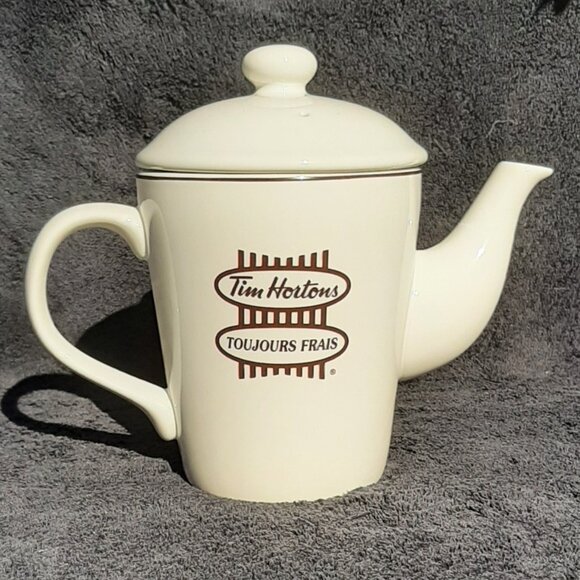 Tim Hortons 2 Cup Tea Pot White Always Fresh No Box - Picture 1 of 10